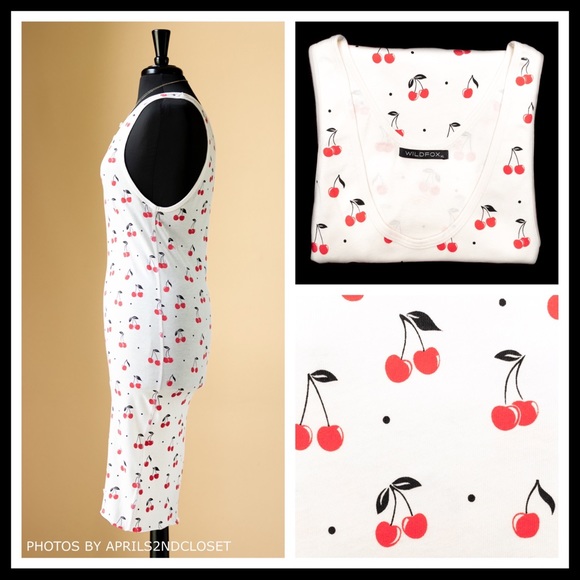 WILDFOX CHERRY PRINT BOHO MINI TANK DRESS A2C - Picture 4 of 8